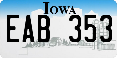 IA license plate EAB353