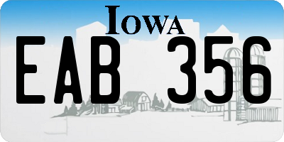 IA license plate EAB356