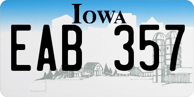 IA license plate EAB357