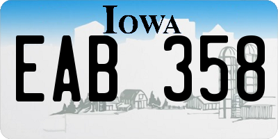 IA license plate EAB358