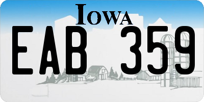 IA license plate EAB359