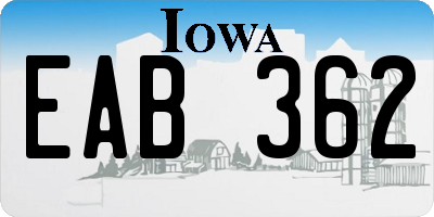 IA license plate EAB362