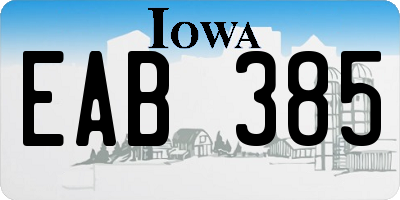 IA license plate EAB385