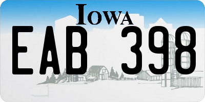 IA license plate EAB398