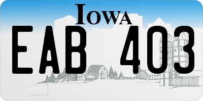 IA license plate EAB403