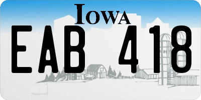 IA license plate EAB418