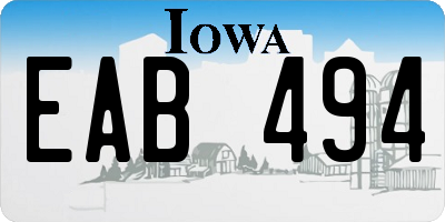 IA license plate EAB494