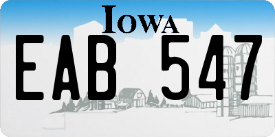 IA license plate EAB547