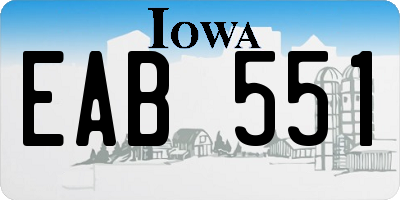 IA license plate EAB551