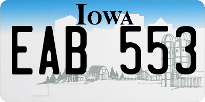 IA license plate EAB553