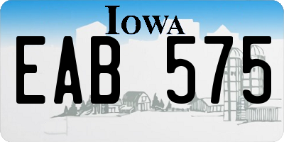 IA license plate EAB575