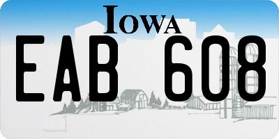 IA license plate EAB608