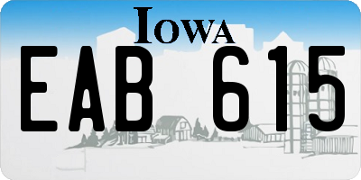 IA license plate EAB615