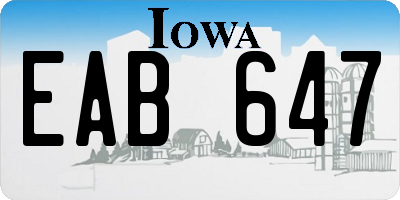 IA license plate EAB647