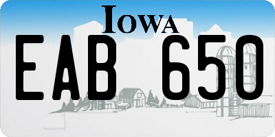 IA license plate EAB650