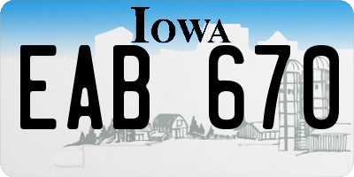 IA license plate EAB670