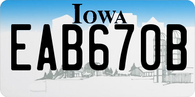 IA license plate EAB670B