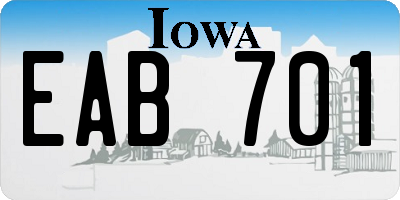 IA license plate EAB701