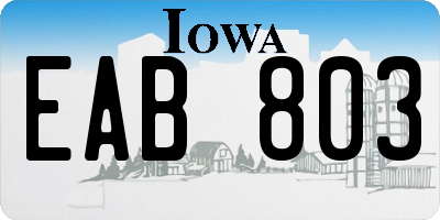 IA license plate EAB803