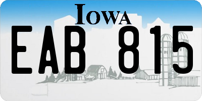 IA license plate EAB815