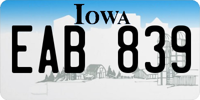 IA license plate EAB839