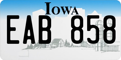 IA license plate EAB858