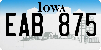 IA license plate EAB875