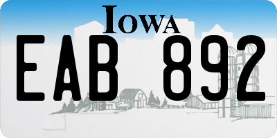 IA license plate EAB892