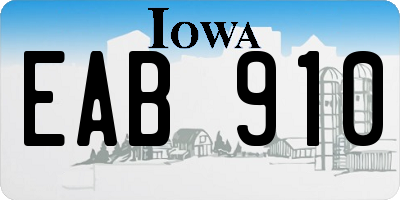 IA license plate EAB910