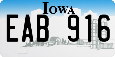 IA license plate EAB916