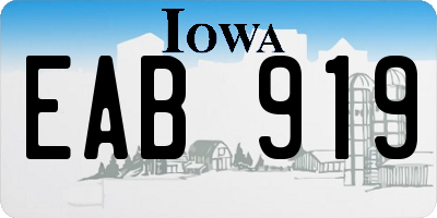IA license plate EAB919