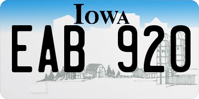 IA license plate EAB920