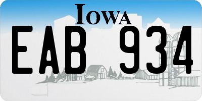 IA license plate EAB934