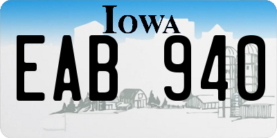 IA license plate EAB940