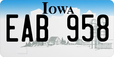 IA license plate EAB958