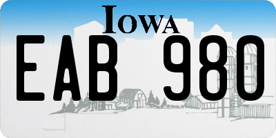 IA license plate EAB980