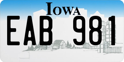 IA license plate EAB981