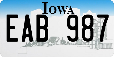 IA license plate EAB987