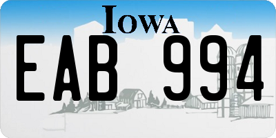 IA license plate EAB994