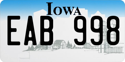 IA license plate EAB998