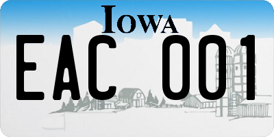 IA license plate EAC001
