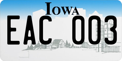 IA license plate EAC003