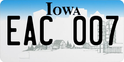 IA license plate EAC007