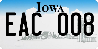 IA license plate EAC008