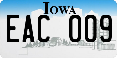 IA license plate EAC009