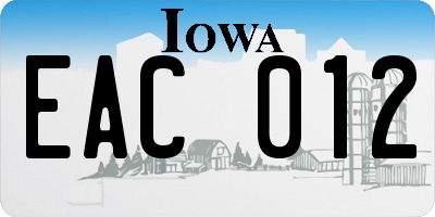 IA license plate EAC012