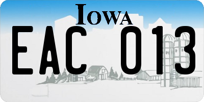 IA license plate EAC013