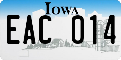 IA license plate EAC014