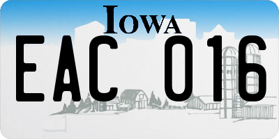 IA license plate EAC016