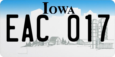 IA license plate EAC017